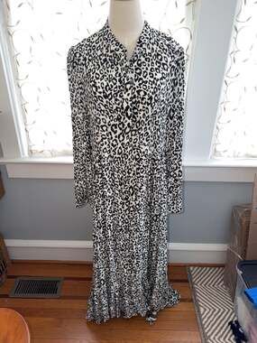 Mare x Anthropologie Leopard Print Viscose Maxi Shirt Dress